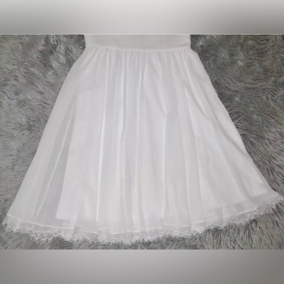 DRESS THE POPULATION Corey Chiffon Fit & Flare Off White Midi size L 12-14 NWT - Picture 5 of 6
